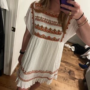 Free People White Embroidered Mini Dress